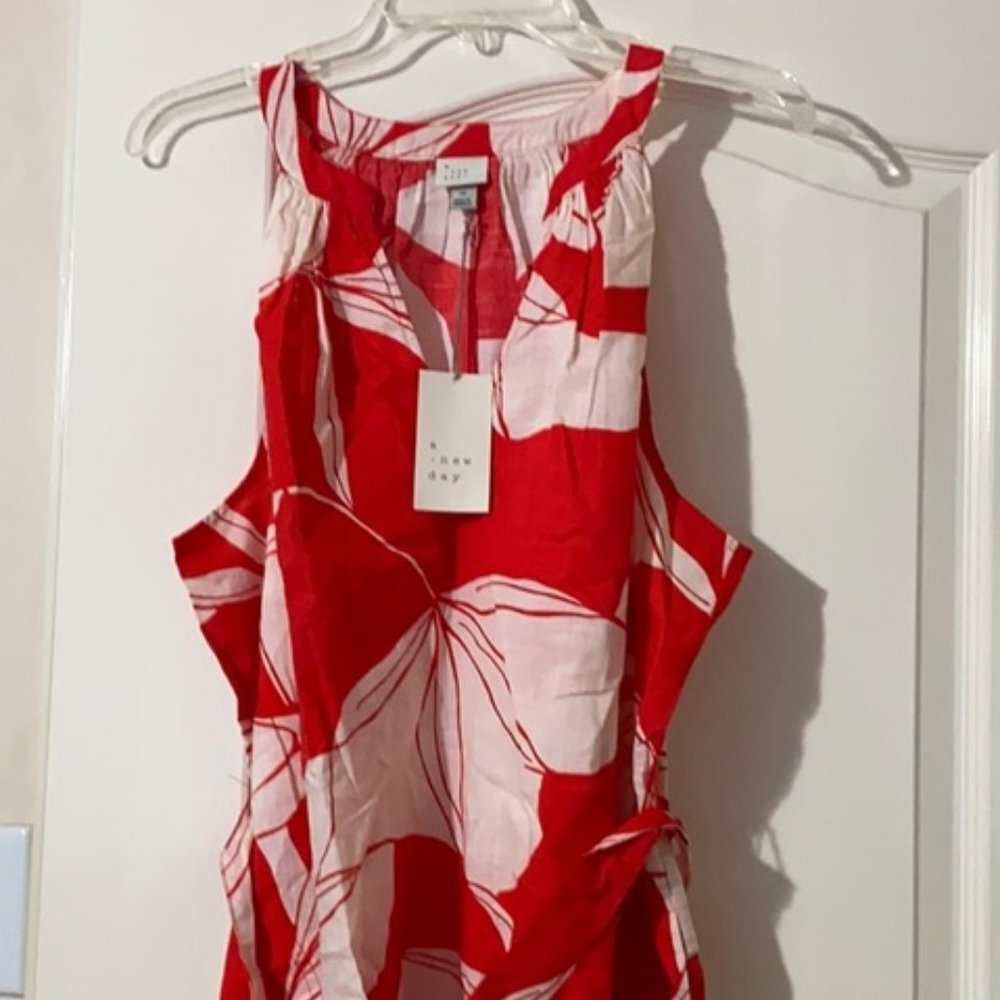 NWT new day Red Floral Sundress Sz XS Red White - Picture 3 of 4